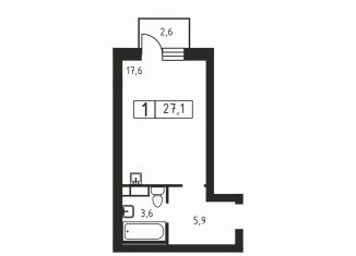 Продается квартира студия, 27.1 м2, деревня Скотное, Вересковая улица, 1к2