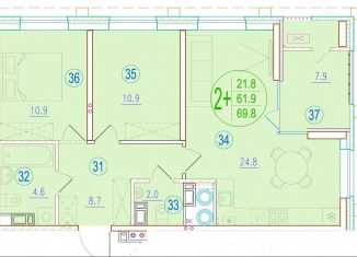 Продам 2-ком. квартиру, 69.8 м2, Астрахань, улица Кирова, 68, ЖК Центральный