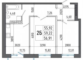 2-комнатная квартира на продажу, 59.2 м2, Шелехов