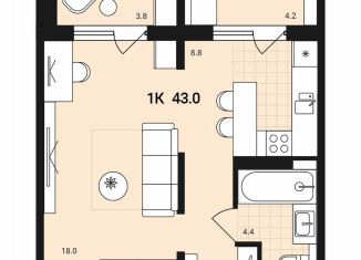 Продается 1-ком. квартира, 43 м2, Обь, Геодезическая улица, 29