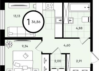 Продажа 1-ком. квартиры, 36.9 м2, Тюмень, ​улица Александра Звягина, 5
