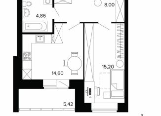 Продам 1-комнатную квартиру, 48.2 м2, Берёзовский, улица Победы, 5, ЖК Уют-Сити