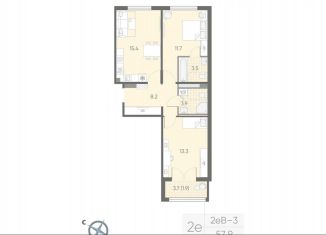 Продаю 2-ком. квартиру, 57.9 м2, посёлок Шушары