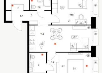 Продам двухкомнатную квартиру, 57 м2, Татарстан, улица Фатыха Амирхана, 1Г