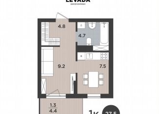 Продаю 1-комнатную квартиру, 27.1 м2, Калининград, Тихорецкая улица, 16Ак3