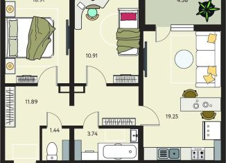 2-ком. квартира на продажу, 60.3 м2, село Новая Усмань
