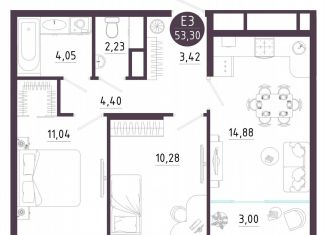 Продаю двухкомнатную квартиру, 53.3 м2, Тула, Пряничная улица, 9