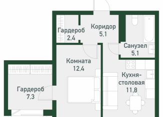 Продаю однокомнатную квартиру, 44.1 м2, посёлок Западный