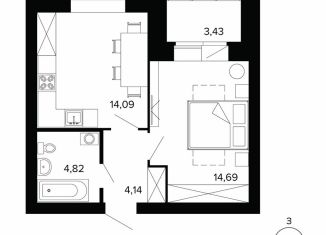Продам 1-комнатную квартиру, 41.6 м2, Берёзовский, улица Победы, 5, ЖК Уют-Сити