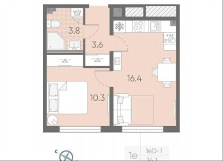 Продается 1-ком. квартира, 34.1 м2, посёлок Шушары