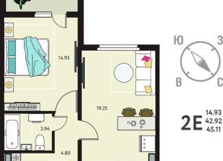 Продается 1-ком. квартира, 45.1 м2, село Новая Усмань