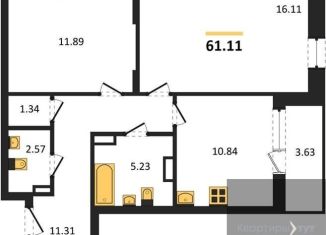 Продам 2-комнатную квартиру, 61.1 м2, Воронеж