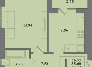 Продам однокомнатную квартиру, 37 м2, Калининград