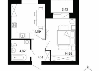 Продам 1-ком. квартиру, 41.2 м2, Берёзовский, улица Победы, 5, ЖК Уют-Сити