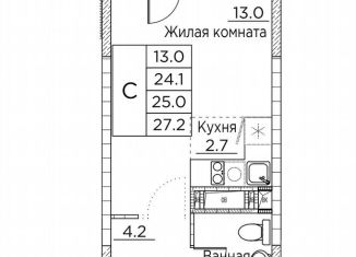 Квартира на продажу студия, 27.2 м2, Владивосток, улица Расула Гамзатова, 7к2