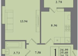 Продается 1-ком. квартира, 37 м2, Калининград