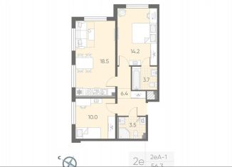 Продается 2-ком. квартира, 56.3 м2, посёлок Шушары
