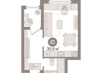 Продажа квартиры студии, 30.5 м2, Тюмень, улица Ю.-Р.Г. Эрвье, 32к1
