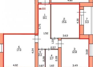 Продам двухкомнатную квартиру, 61.2 м2, Бор, Молодёжная улица, 4А
