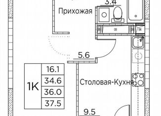 Продажа 1-ком. квартиры, 37.5 м2, Владивосток, улица Расула Гамзатова, 7к3