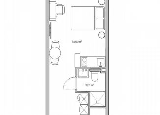 Однокомнатная квартира на продажу, 17.5 м2, Санкт-Петербург, муниципальный округ Волковское