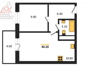 Однокомнатная квартира на продажу, 40.2 м2, село Мирное