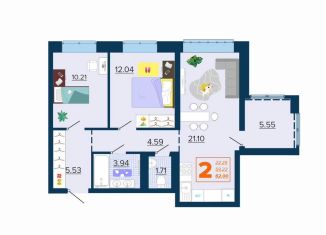 Продажа 2-ком. квартиры, 62 м2, Брянск