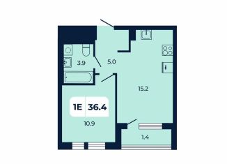 1-комнатная квартира на продажу, 36.4 м2, поселок Верхнетемерницкий