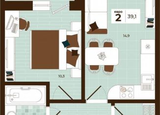 2-комнатная квартира на продажу, 39.1 м2, Тула