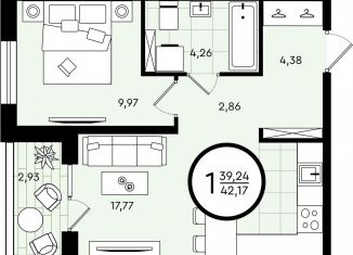 Продажа 1-ком. квартиры, 42.2 м2, Тюмень, ​улица Александра Звягина, 5