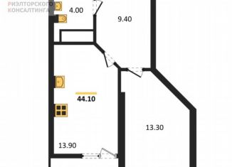 Продается 1-ком. квартира, 44.1 м2, село Мирное