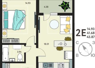 Продажа однокомнатной квартиры, 43.9 м2, село Новая Усмань