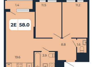 Продается 2-ком. квартира, 58 м2, поселок Верхнетемерницкий, Орбитальная улица, 16К