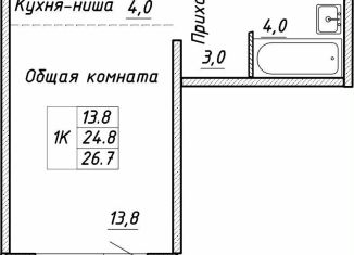 Продам квартиру свободная планировка, 26.7 м2, Новосибирск, улица Связистов, 13/1