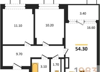 Продаю 2-ком. квартиру, 54.3 м2, Воронеж