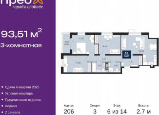 Продажа трехкомнатной квартиры, 93.5 м2, Тюмень, Арктическая улица, 16