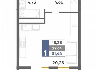 Квартира на продажу студия, 31.4 м2, Крым