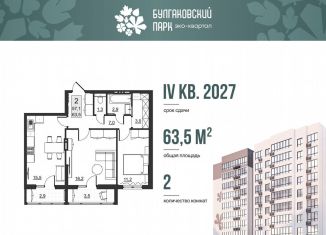 Продается 2-ком. квартира, 57.1 м2, Саратов, улица имени Евгения Долгина, 6, Ленинский район