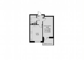 Продаю однокомнатную квартиру, 42.5 м2, поселок Южный, Екатерининская улица, 7к1