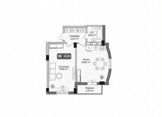 Продам 1-комнатную квартиру, 42.8 м2, Краснодар, улица имени Сергея Есенина, 108лит1, Музыкальный микрорайон