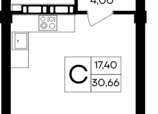 Продается квартира студия, 30.7 м2, посёлок городского типа Гвардейское