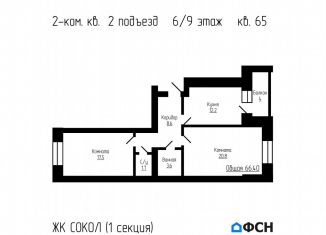 Продаю двухкомнатную квартиру, 66.4 м2, Тамбов, улица имени С.И. Савостьянова, 3