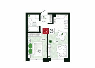 Продам однокомнатную квартиру, 36.3 м2, Тула