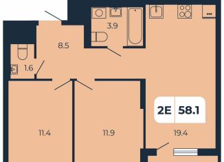 Продам 2-комнатную квартиру, 58.1 м2, поселок Верхнетемерницкий