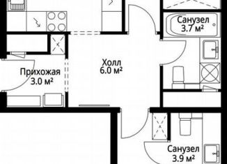 Продажа двухкомнатной квартиры, 60.7 м2, деревня Сапроново, микрорайон Купелинка, 7, ЖК Эко Видное 2.0