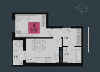 Продается 1-ком. квартира, 32.2 м2, Аксай