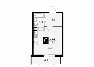 Продается квартира студия, 27.5 м2, Подольск, Садовая улица, 14