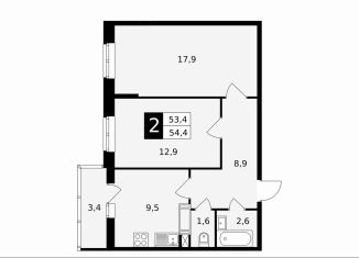 Продаю 2-ком. квартиру, 54.4 м2, Подольск, Садовая улица, 14