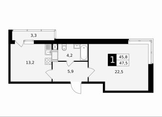 Продается 1-ком. квартира, 47.5 м2, Подольск, Садовая улица, 14