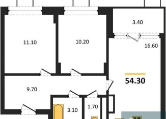 Продается 2-комнатная квартира, 54.3 м2, Воронеж